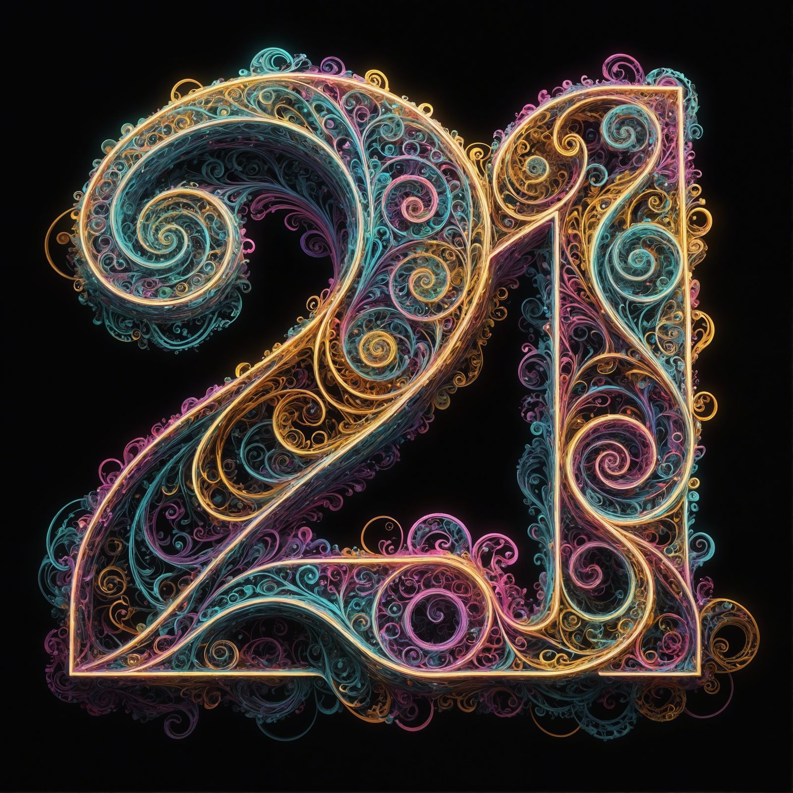 Neon Psychedelic Number Twenty-One Concept Art