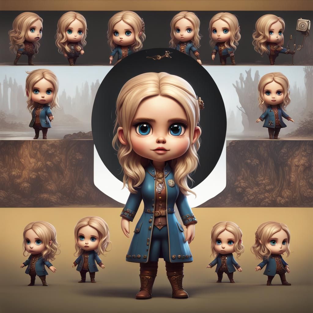 Hyperrealistic Claire Holt as Cute Chibi