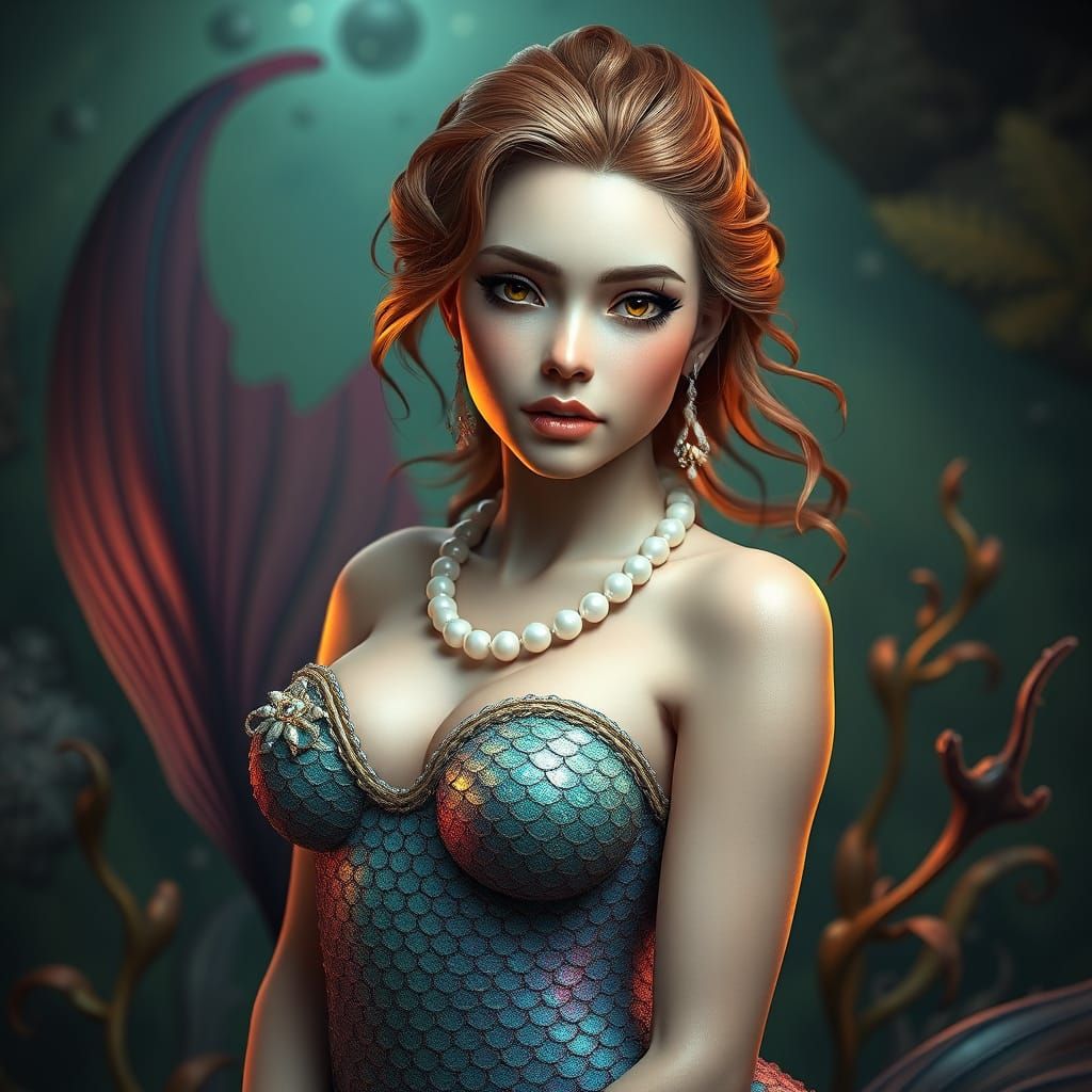 Mermaid Portrait in Fantasy Realism Style
