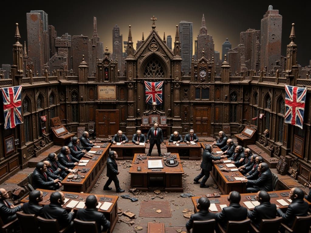 Banksy-Inspired Apes in Parliament Diorama