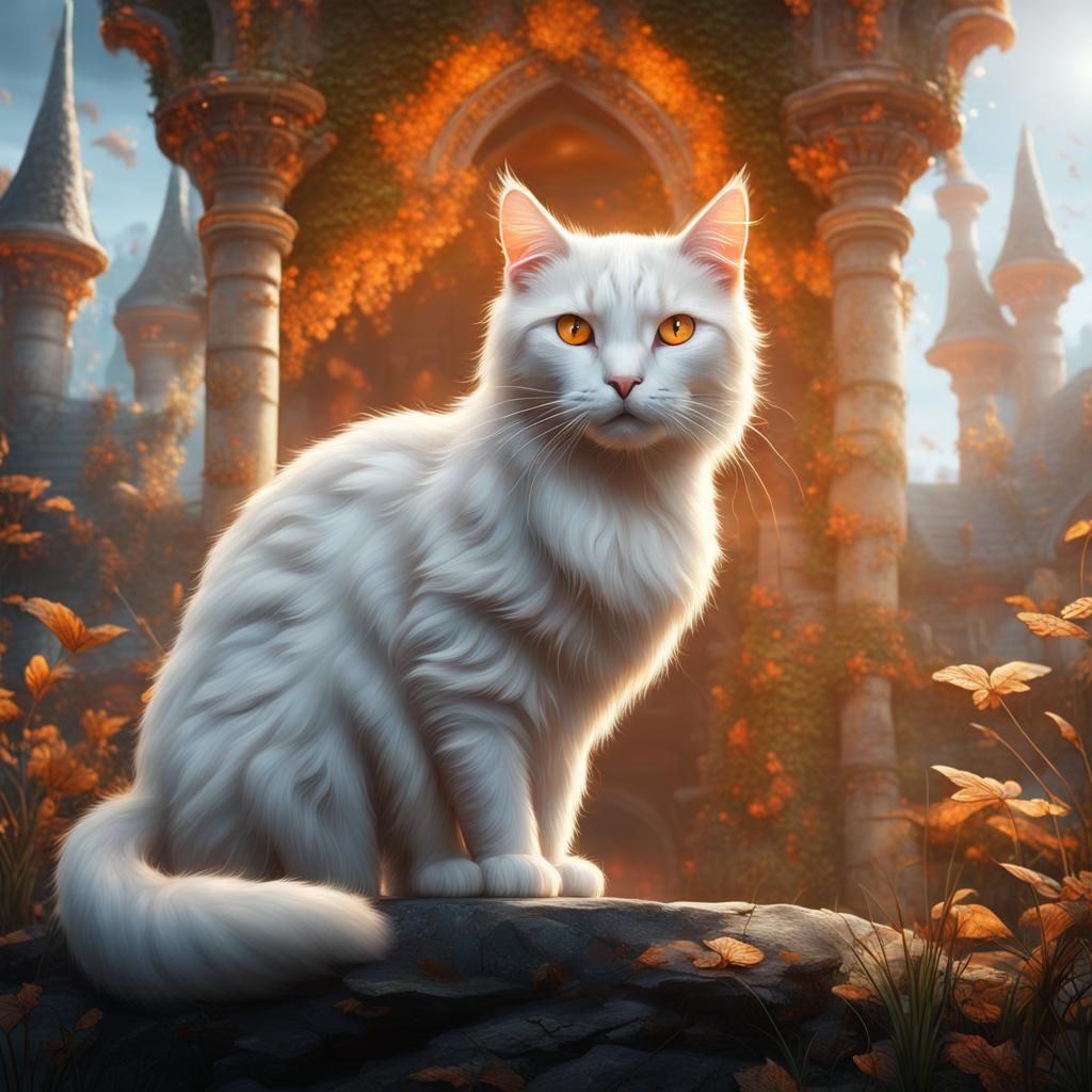Fairytale White Cat with Ginger Markings