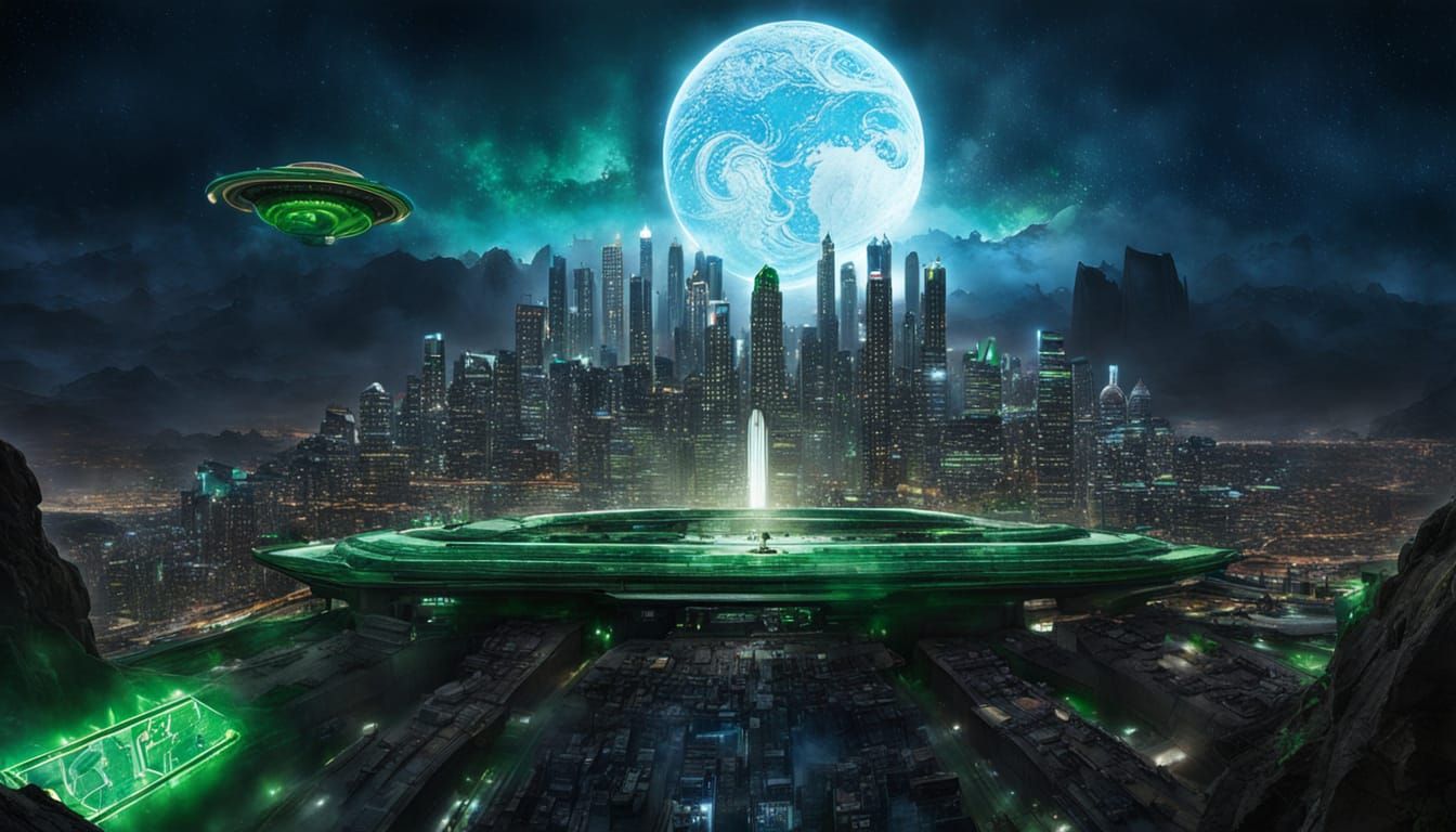 Guardians and Green Lanterns Overlooking Oa