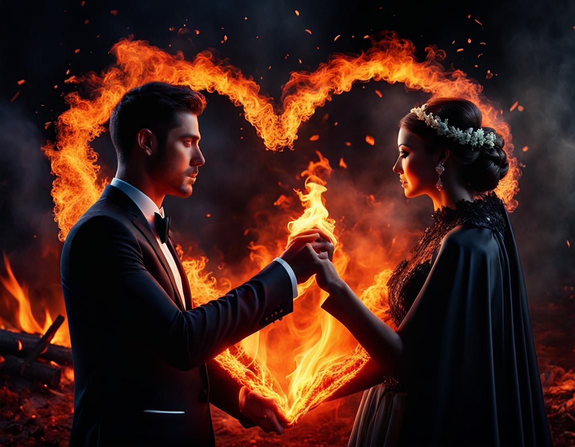 Heart of Fire: Smokey Wedding Digital Art