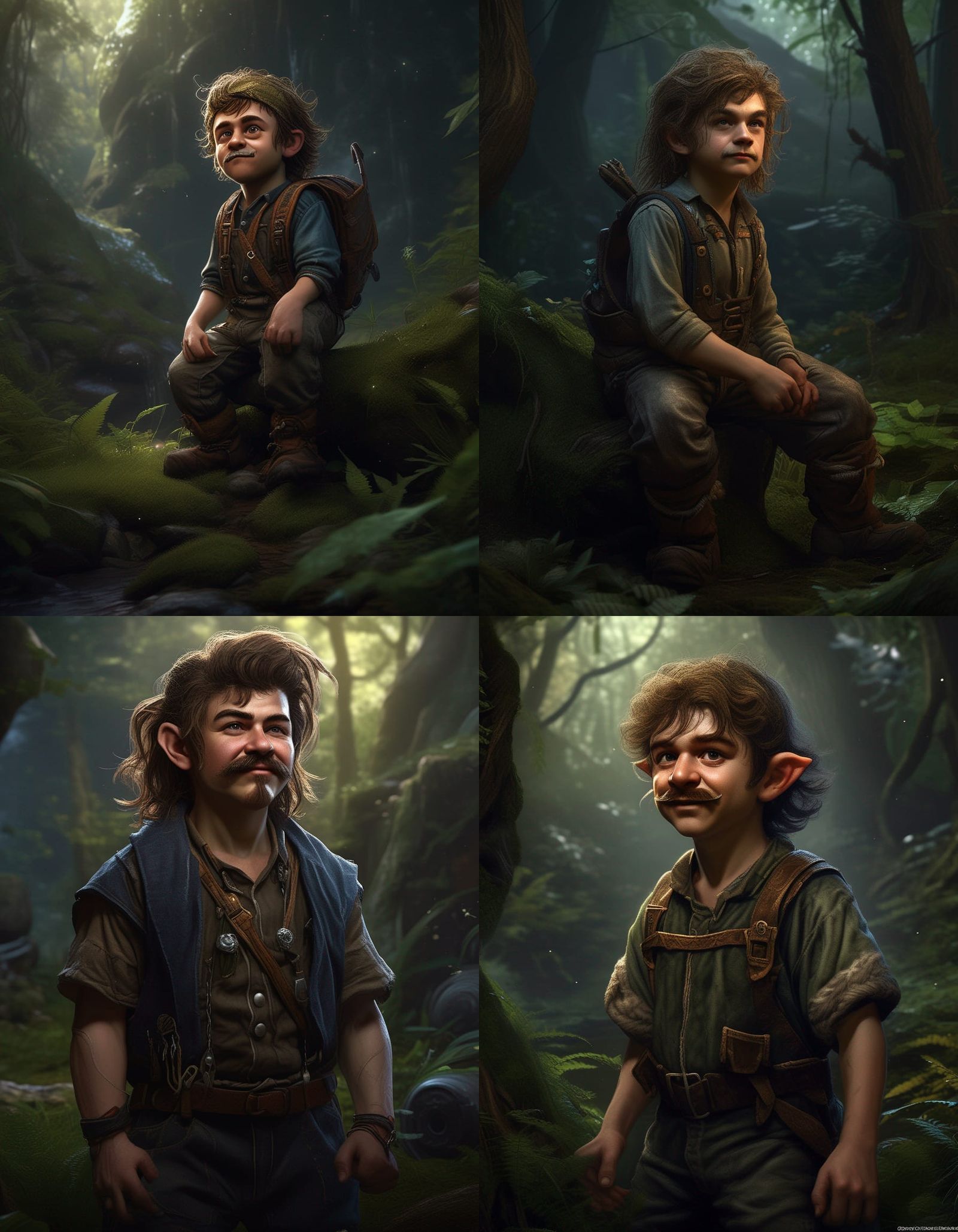 Halfling Druid with Mullet in Dark Fantasy Style