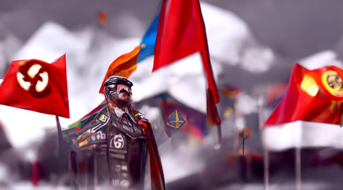 Dictator Surrounded by Flags: Realistic 8K Art