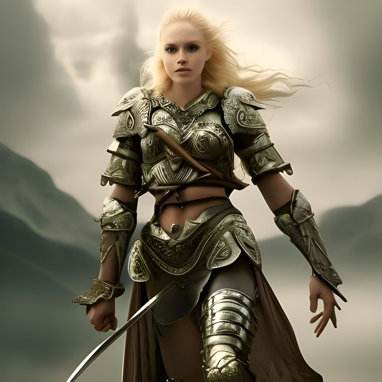 Beautiful Blond Paladin Warrior: Digital Matte Painting