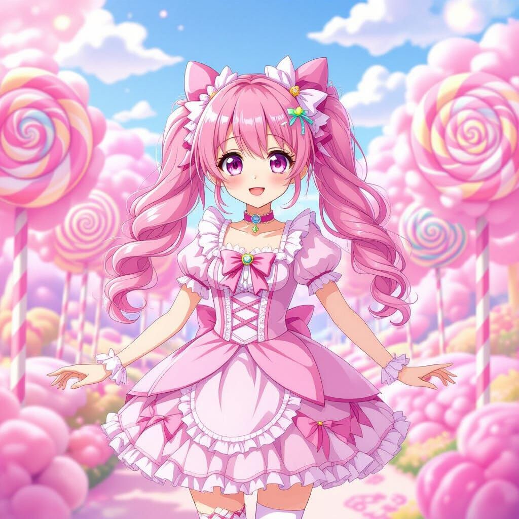 Anime Girl in Candy Wonderland