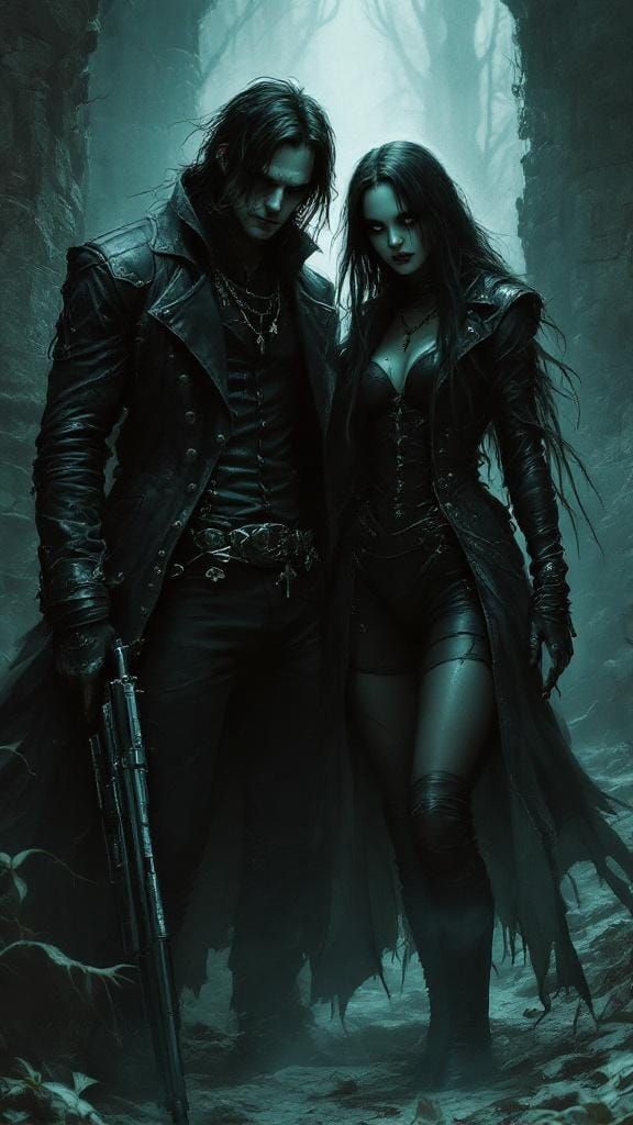 Eric and Shelly's Ghost in Dark Fantasy Style