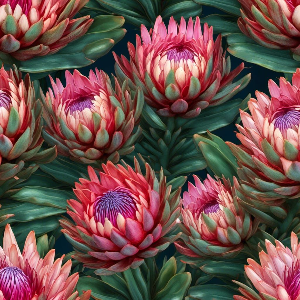 Seamless Protea Background in Enigmatic Style
