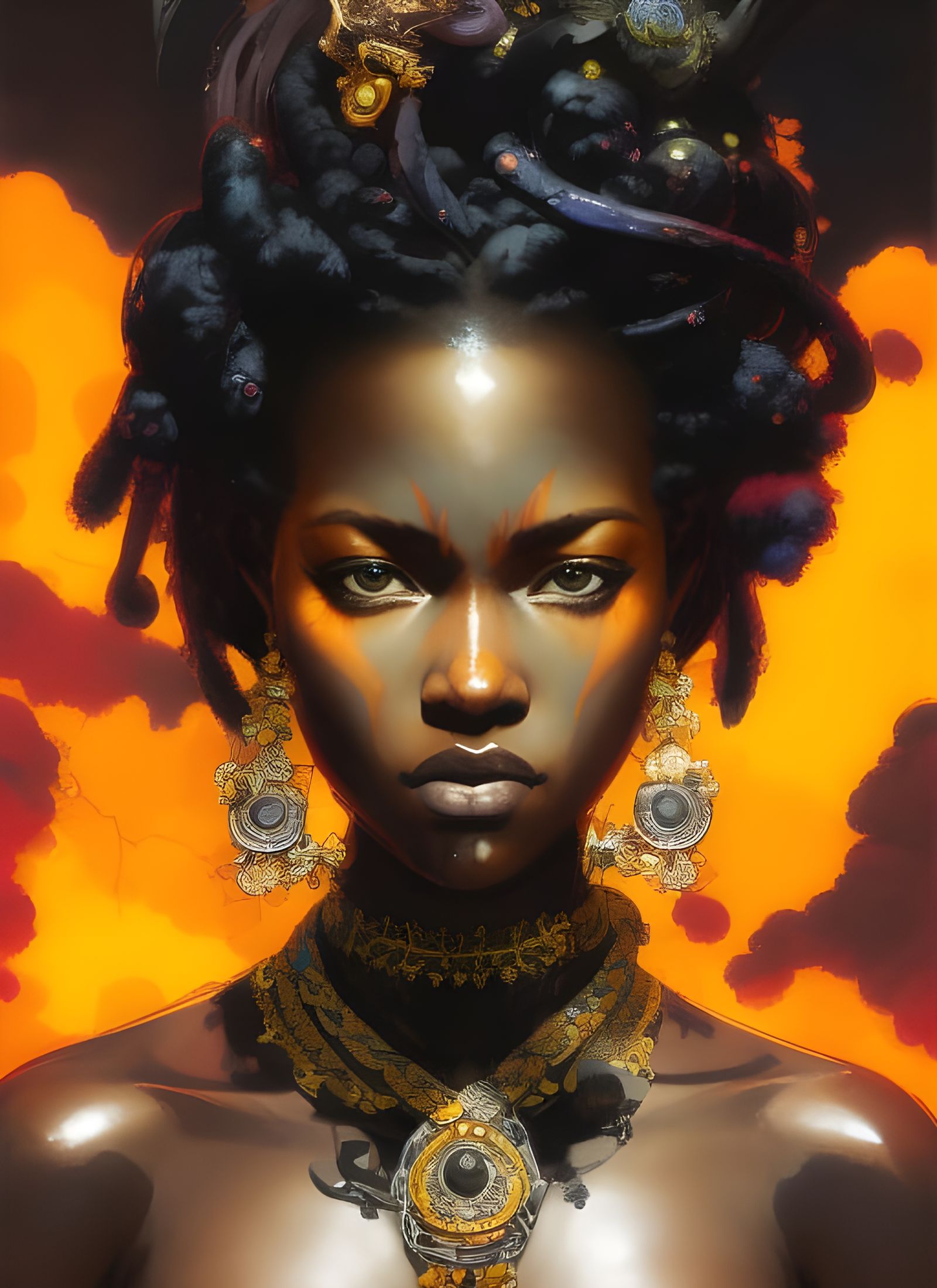 Beautiful Fire Princess Portrait in Detailed Matte Style