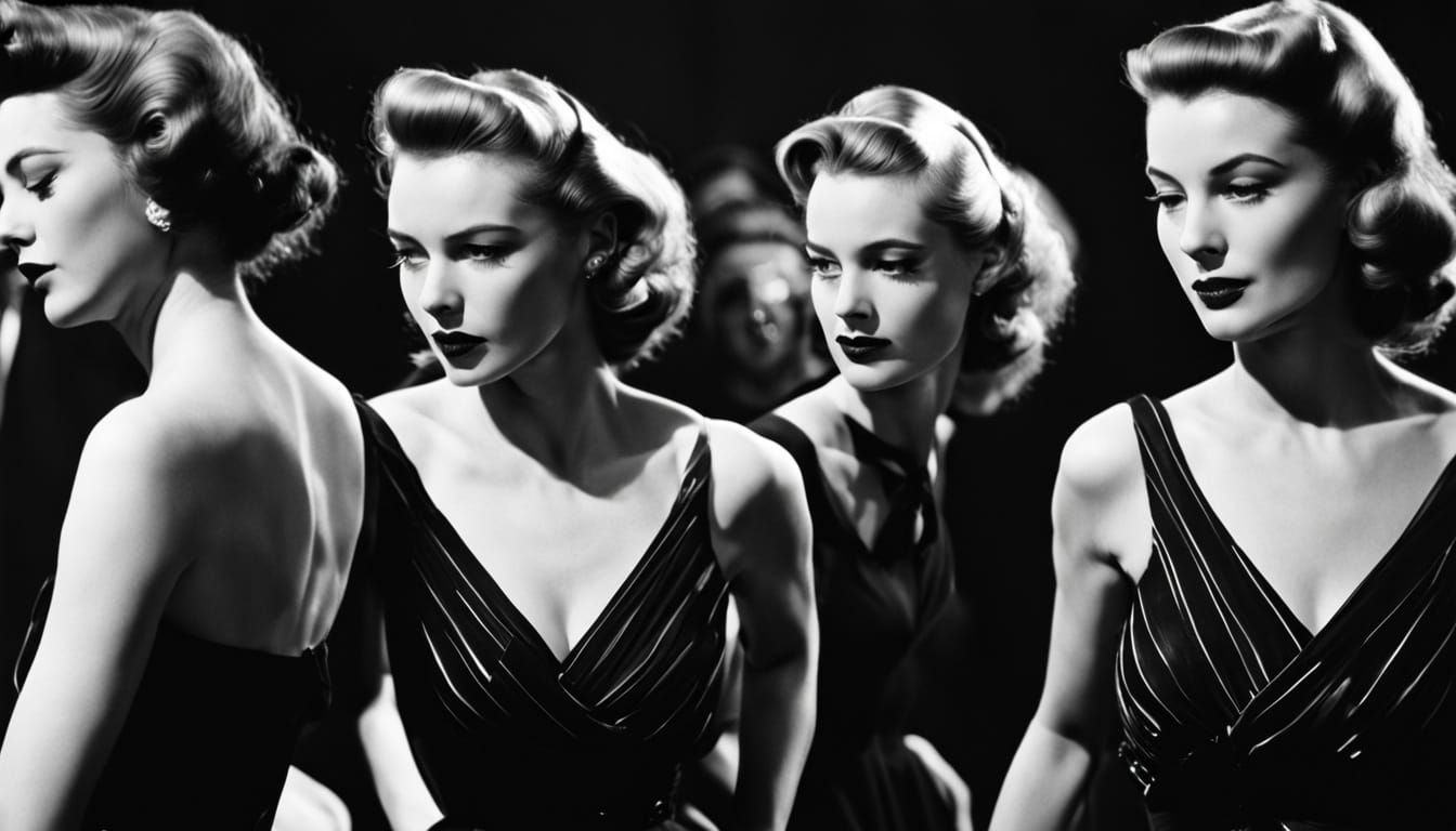close up post modern film noir nightclub swing girl band 50s...
