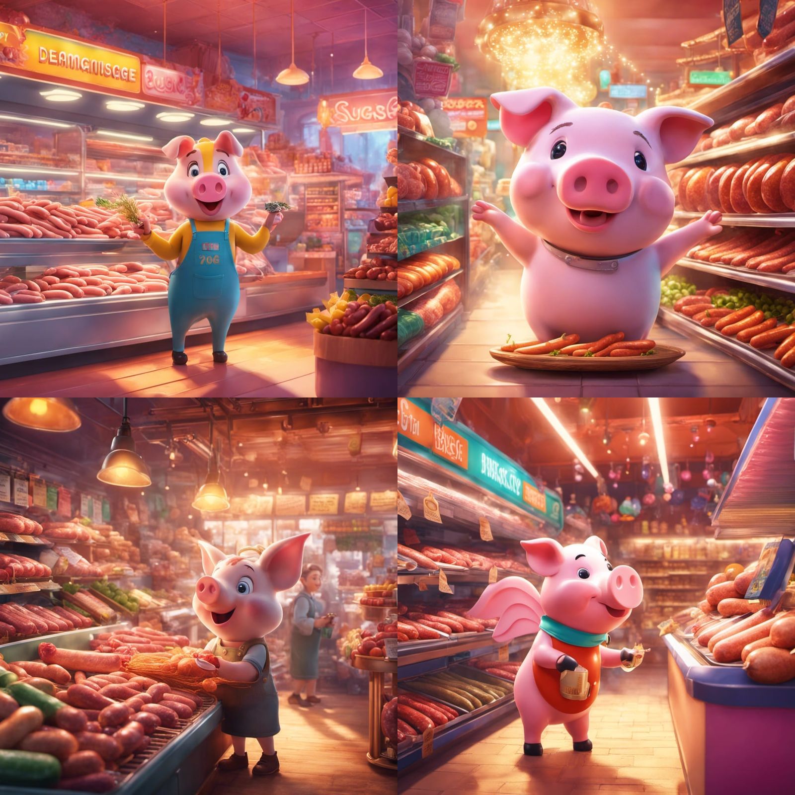 Piggy at the sausage counter