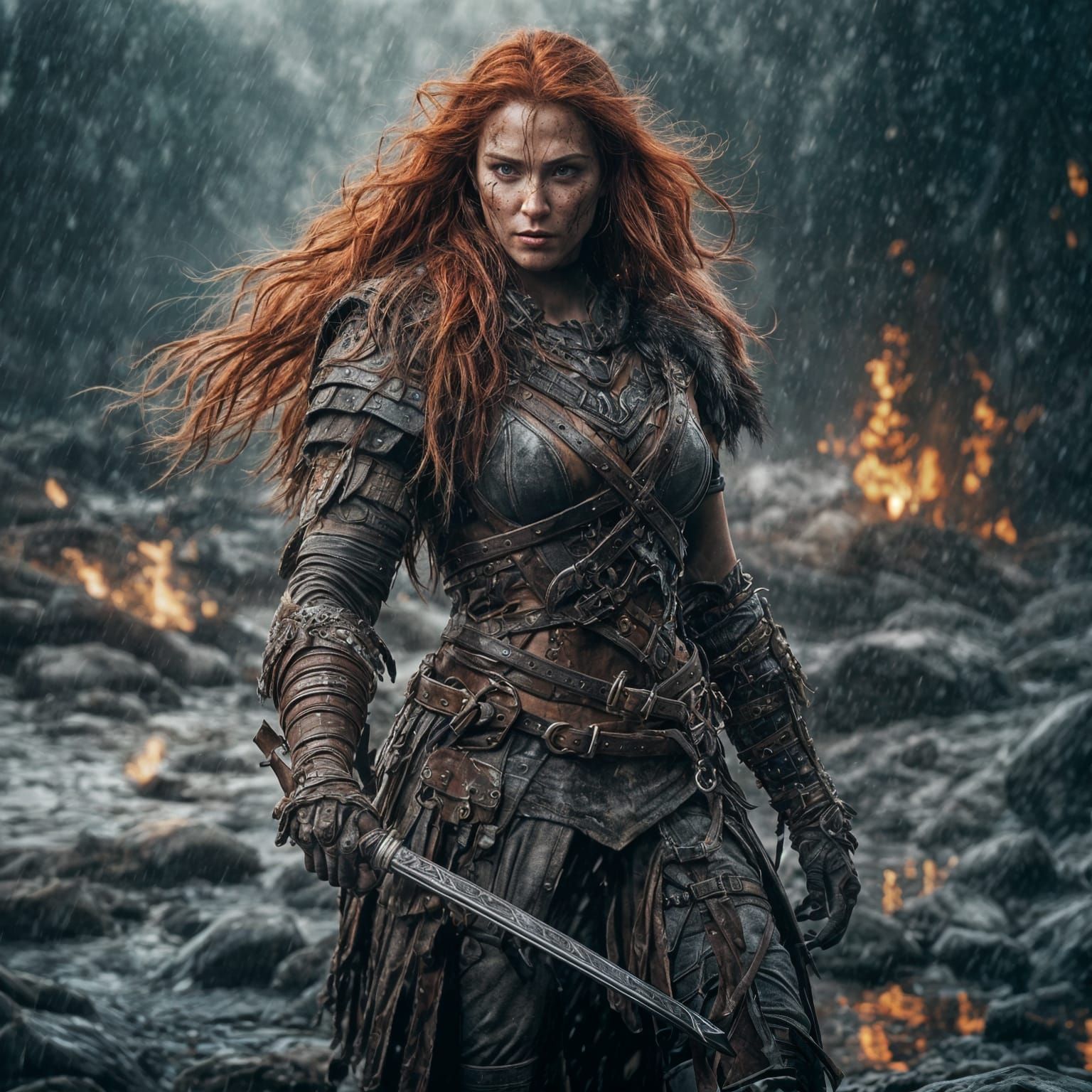 Red Sonja: Beautiful Warrior in a Fiery Landscape