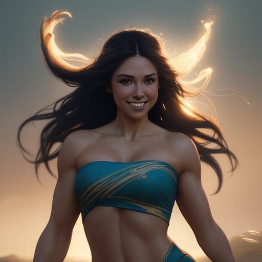 Cute Gymnast Smiling in Dramatic Golden Hour Lighting