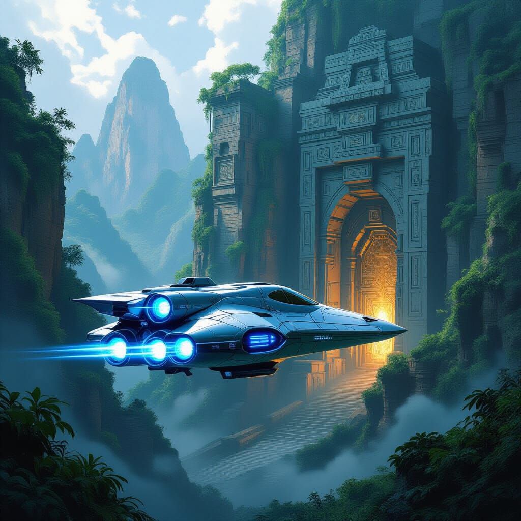 Spaceship Approaches Hidden City Doors