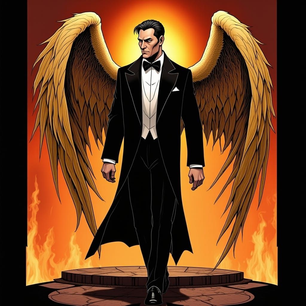 Man in Tuxedo with Golden Wings Digital Art