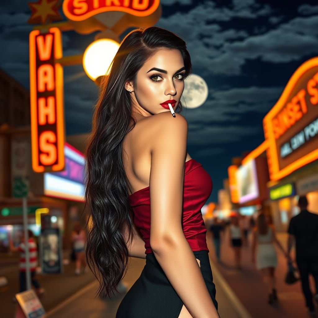 Confident Woman on Las Vegas Sunset Strip