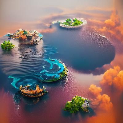 Fantastical Floating Islands in Detailed Matte Painting
