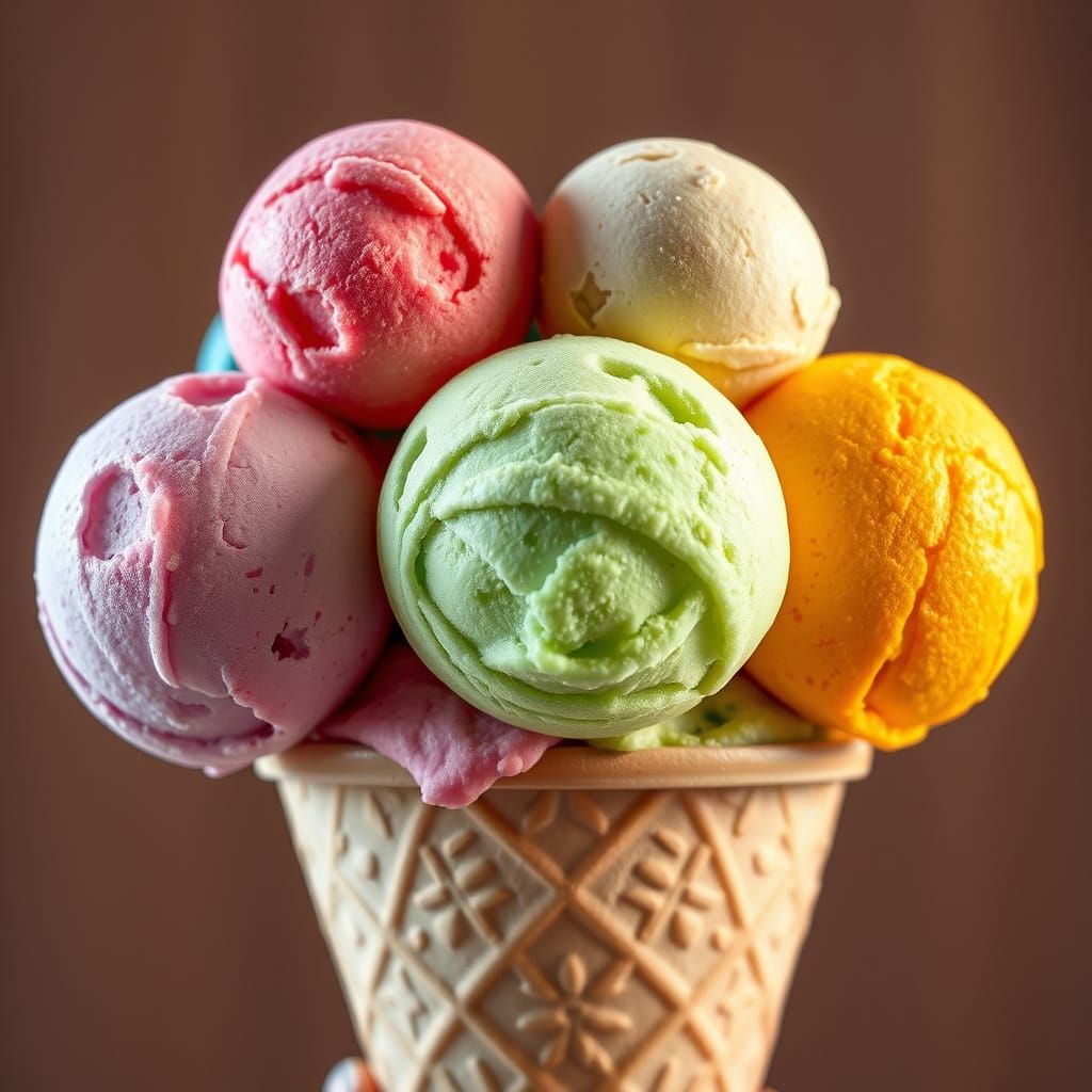 Vibrant Italian Gelato Cones in Intricate Spheres
