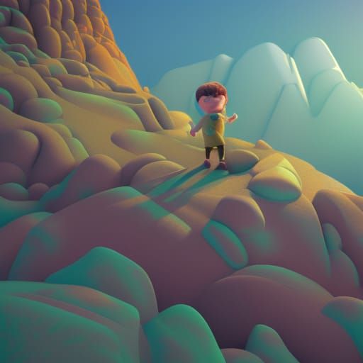 Boy on a Vomit Mountain: Pixar-Style 3D Art