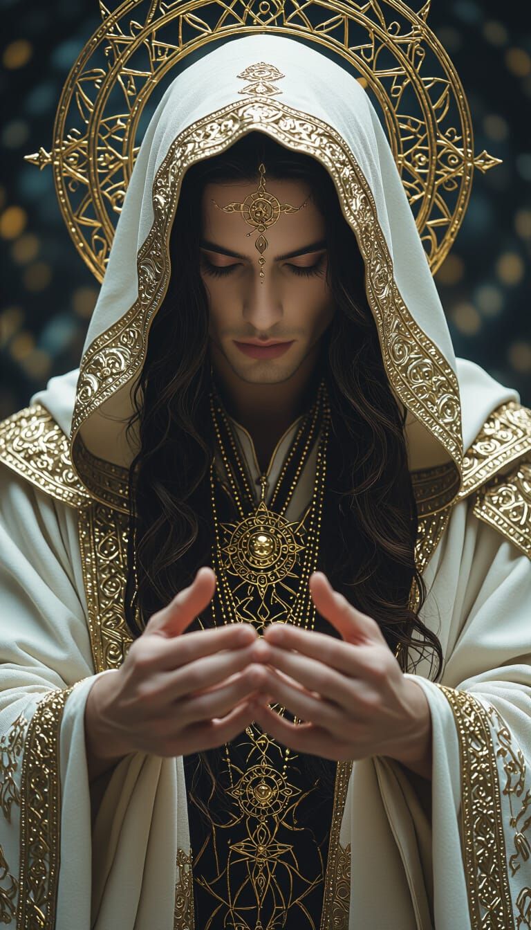 Enochian Angel Making Magic in Ornate Temple