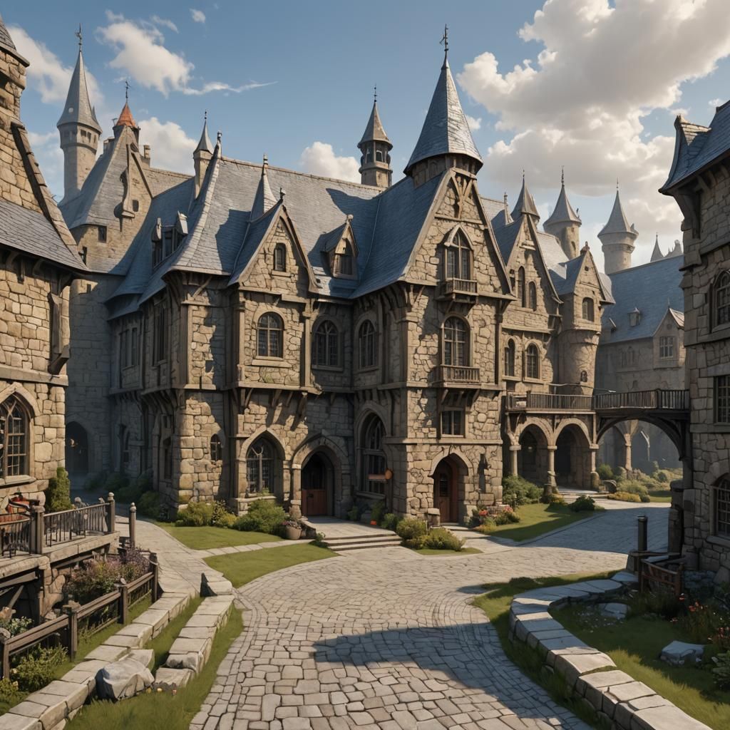 Stone and Steel Knights Guild House in Fantasy Town