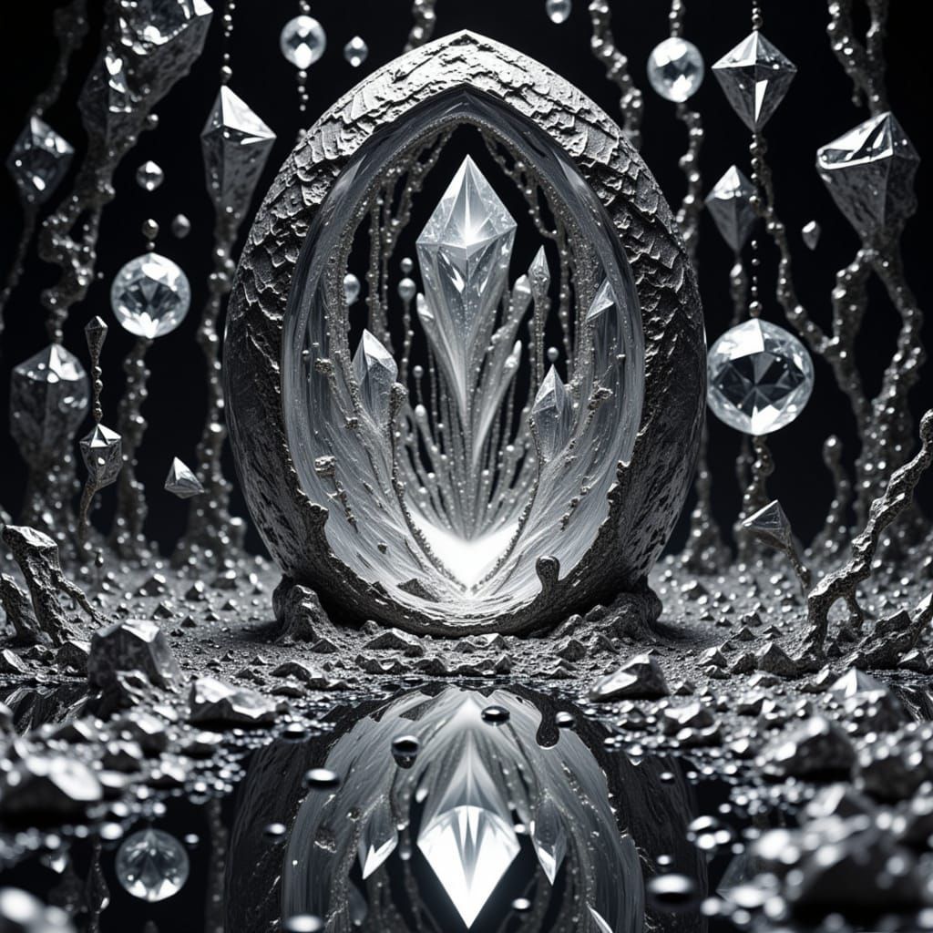 Infinite Diamond Gemstones in Glitch Art Style