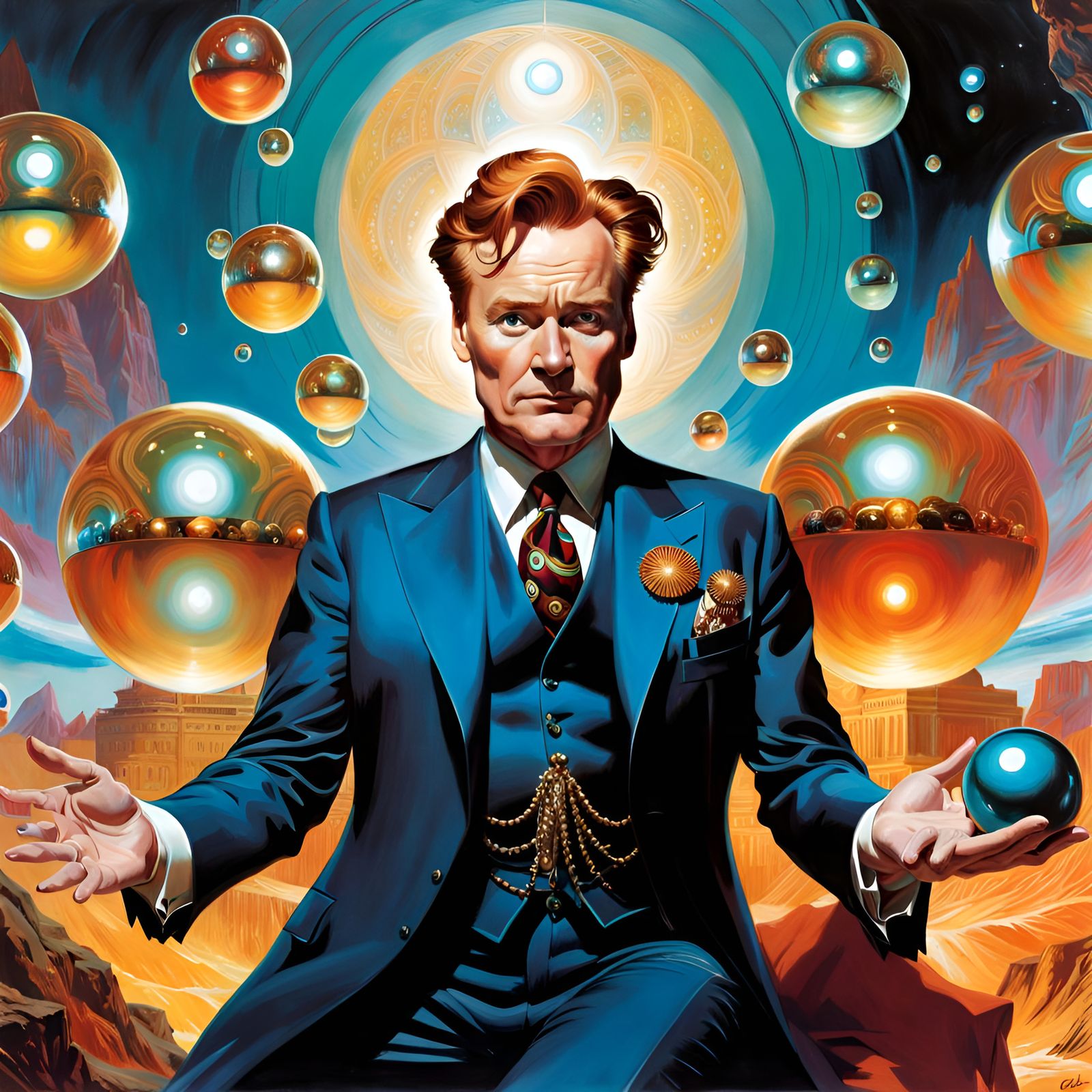 Conan O'Brien Portrait in Pin-Up Renaissance Style