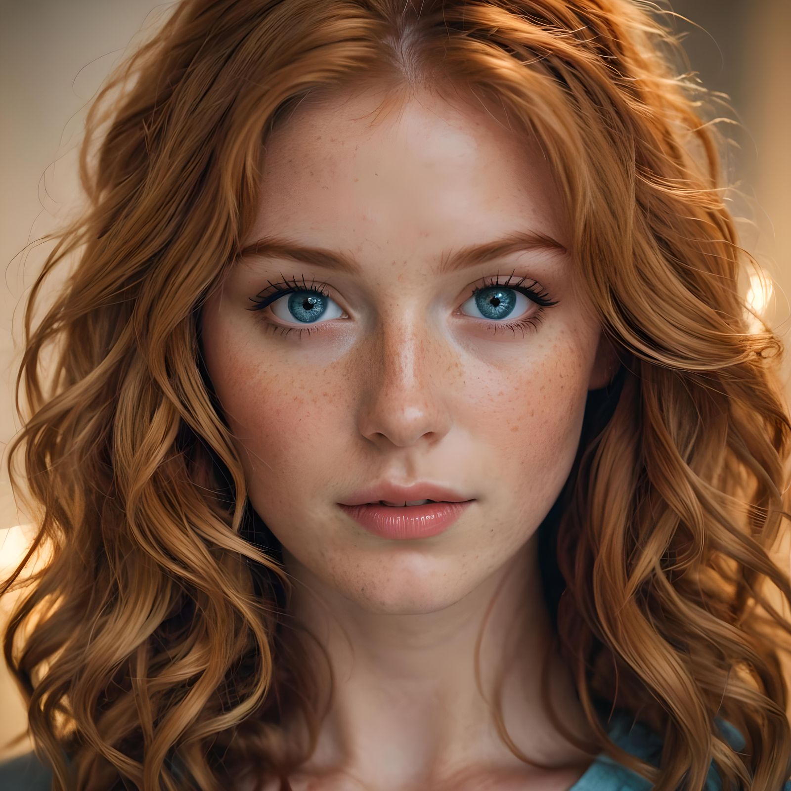 Strawberry Blonde Woman Portrait in Golden Hour Lighting