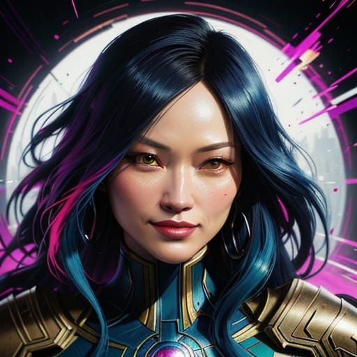 Pom Klementieff Portrait in Splash Art Style