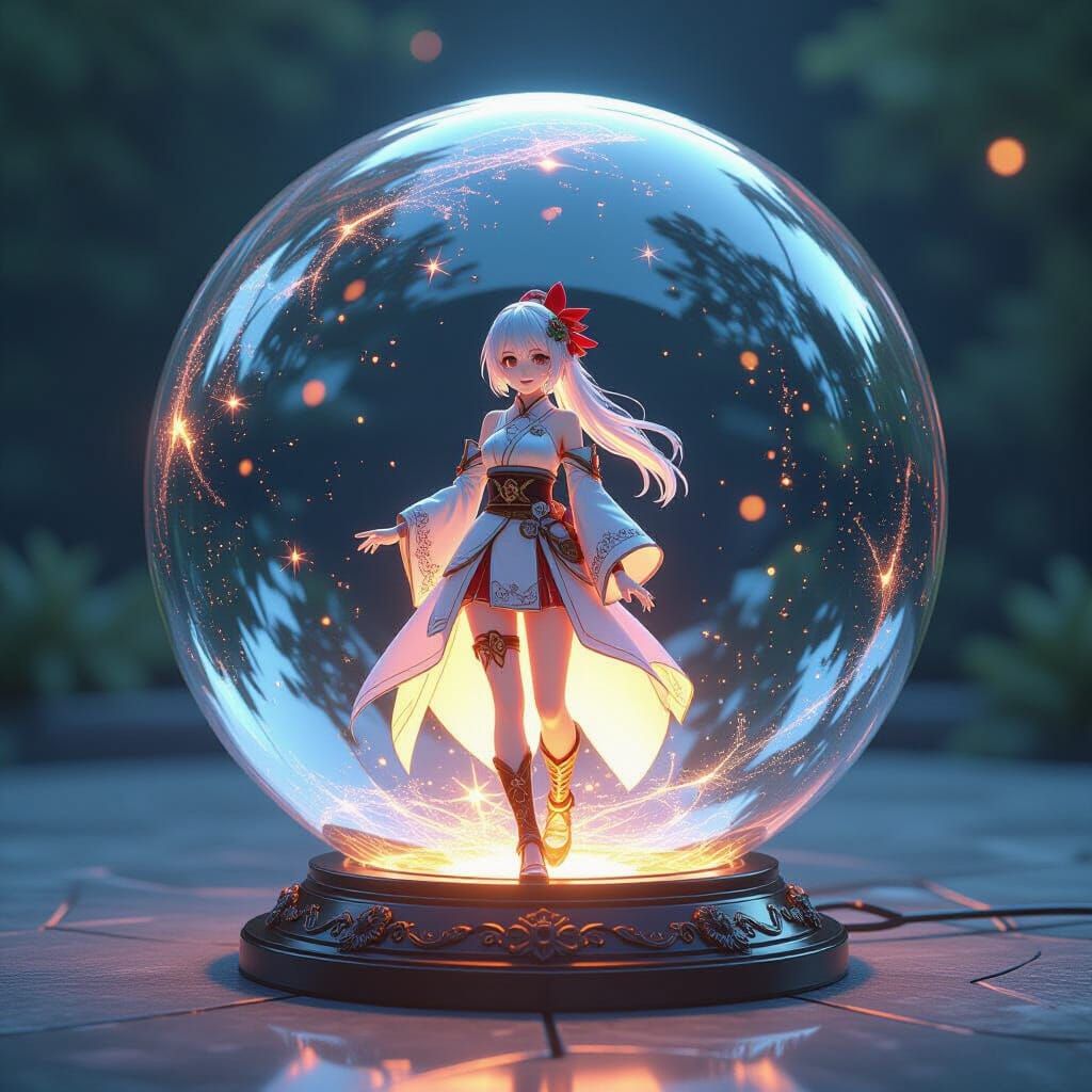 Anime-Inspired Magical Orb with Intricate 3D Rendering