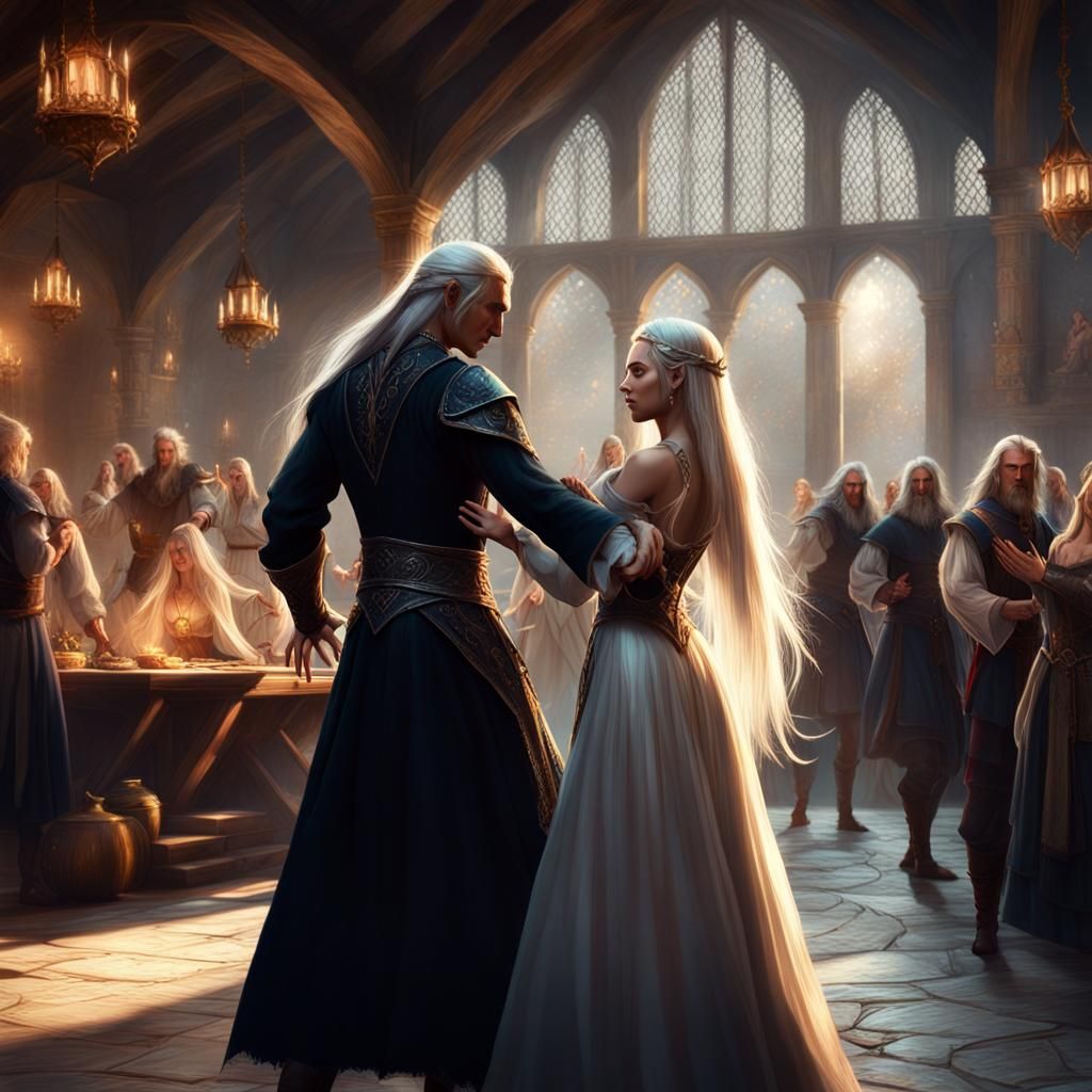 Elven Couple Dancing at Medieval Ball