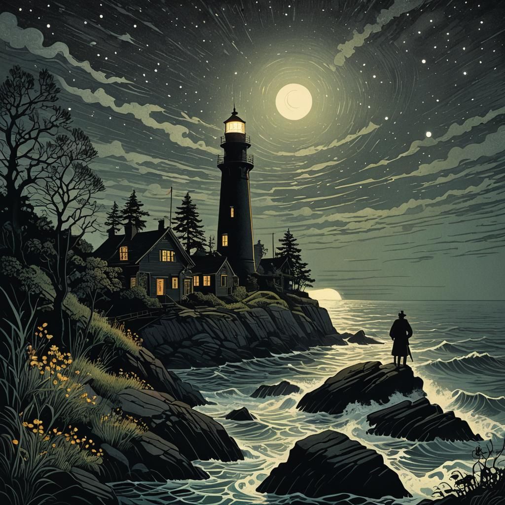 Lighthouse Keeper's Mysterious Tale in Cutout Animation Styl...