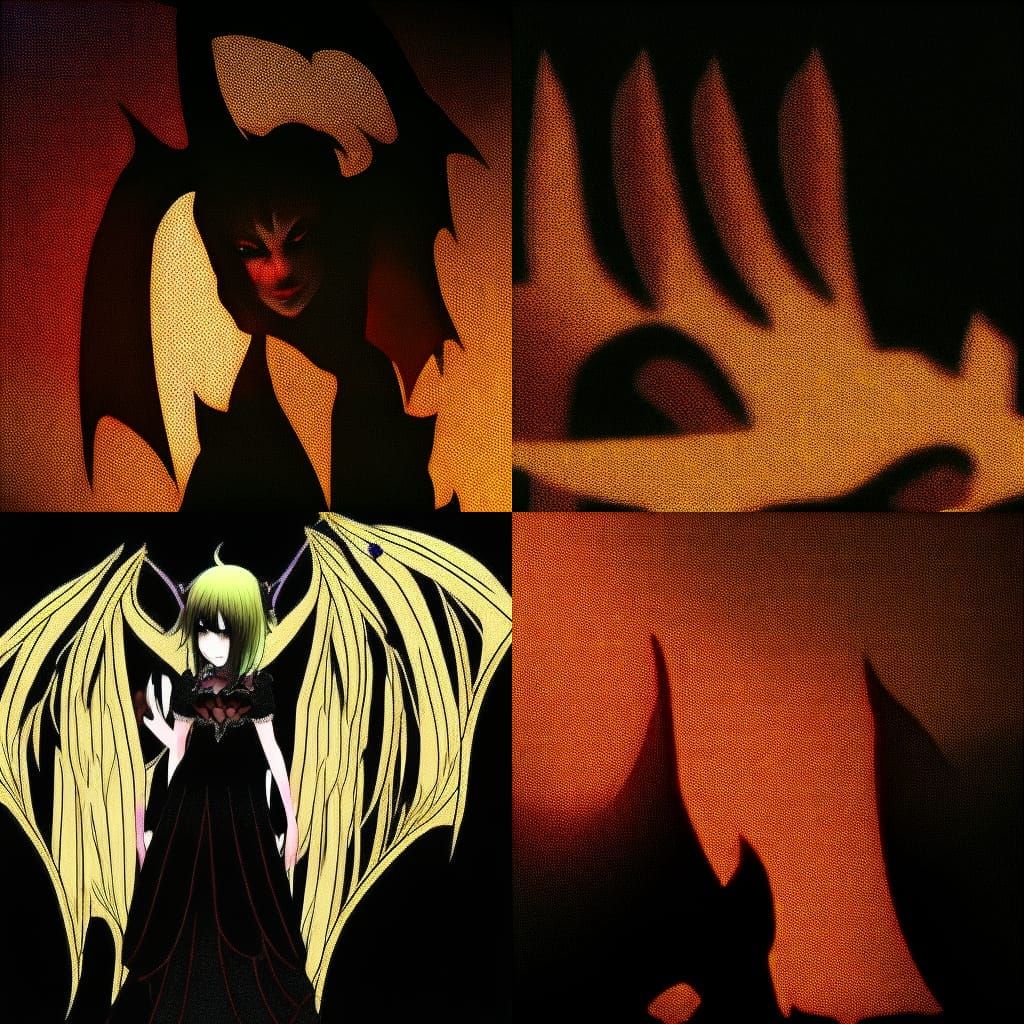 Gothic Anime Fairy with Lace Wings