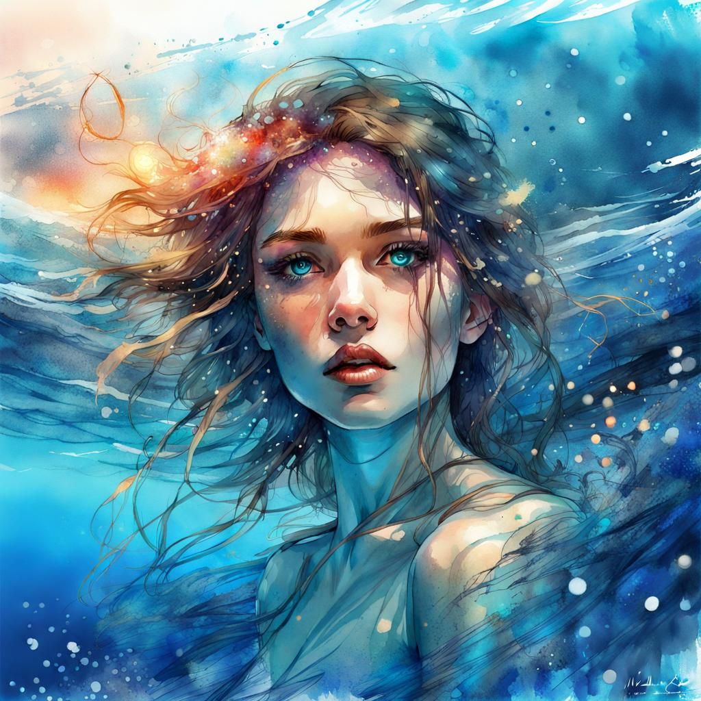 Underwater Goddess in Flowery Pastel Colors