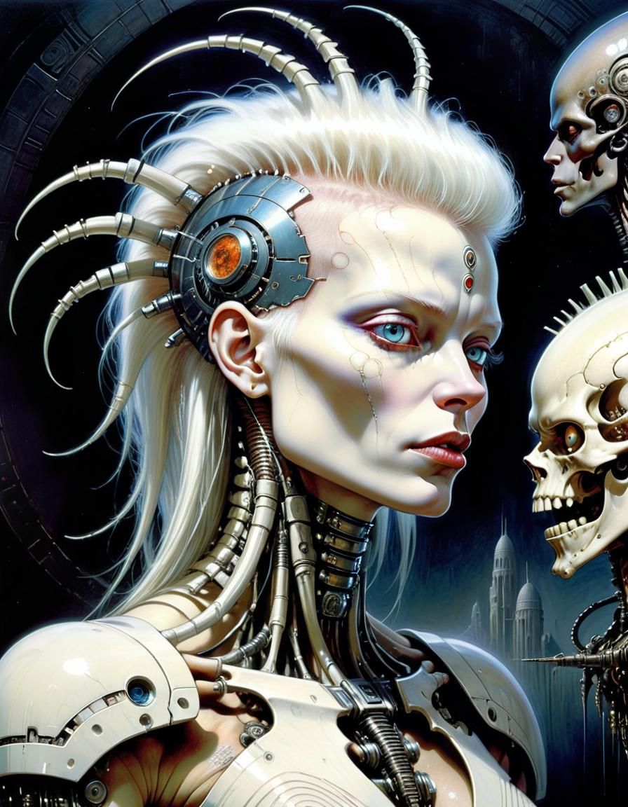 Albino Cyborg from Sirius in Psychedelic Art Style
