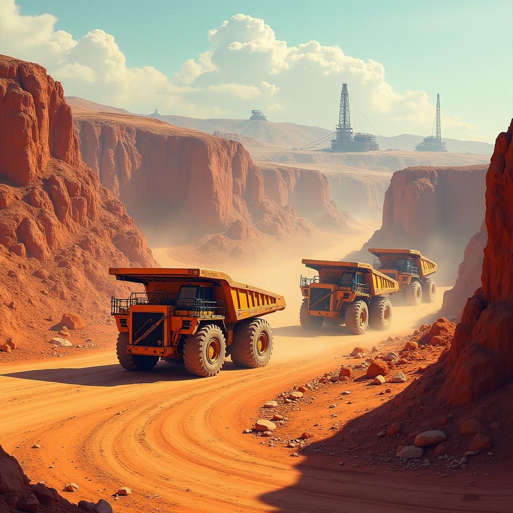 Mining Equipment in Unison: Industrial Sci-Fi Aesthetic