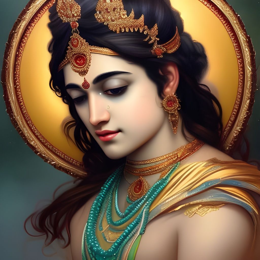 Detailed Portrait of God Krishna in Artgerm Style