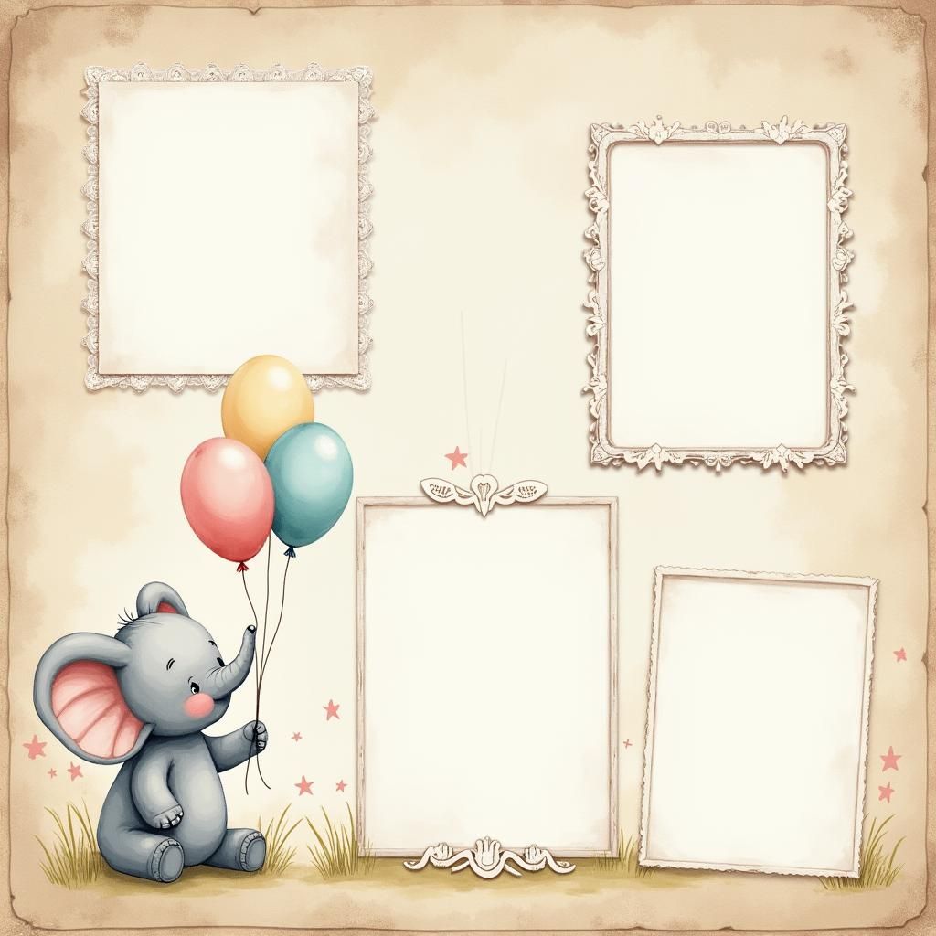 Baby Elephant Scrapbook Page with Photo Frames