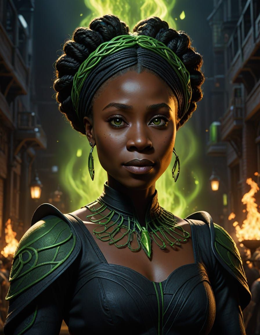 Vibrant Wicked Witch Confronts Radiant Background in Hyper-R...