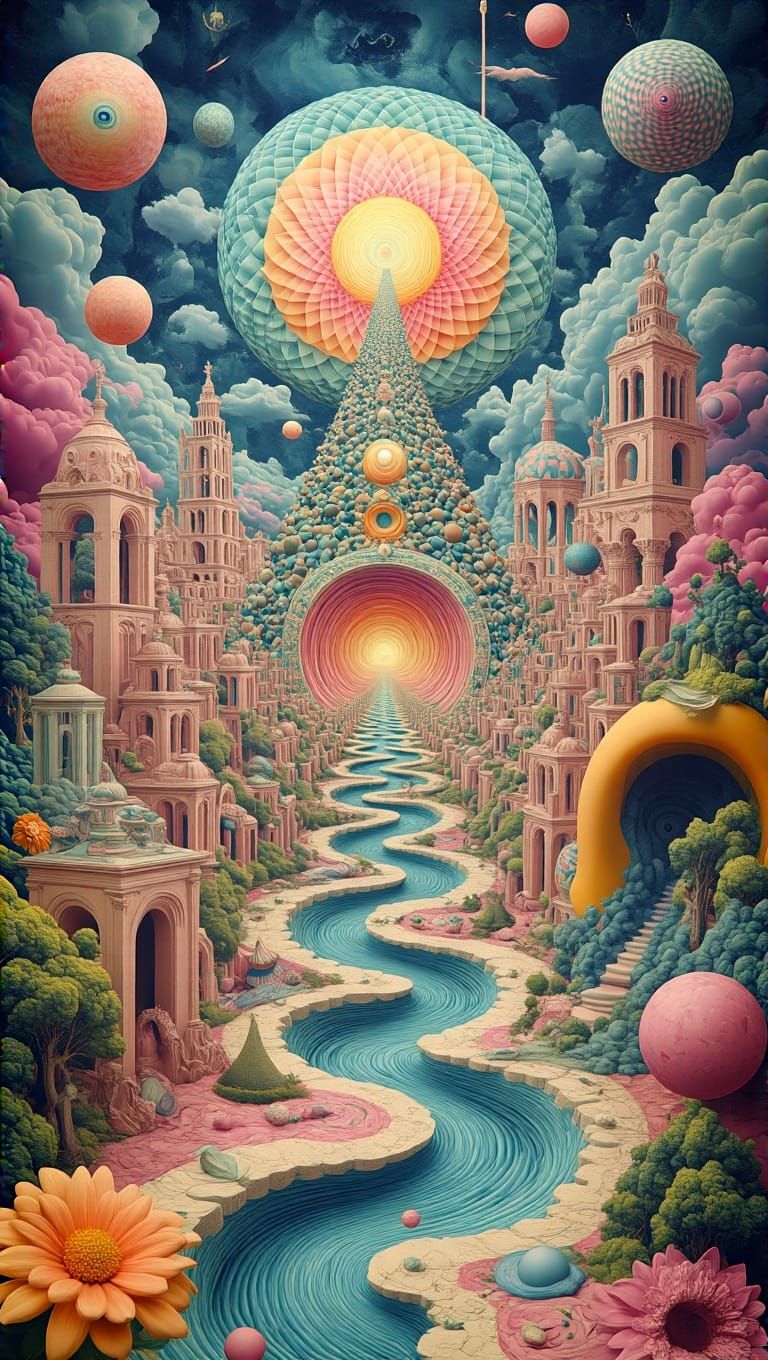 Esoteric Future Vision in 3D Pastel Colors