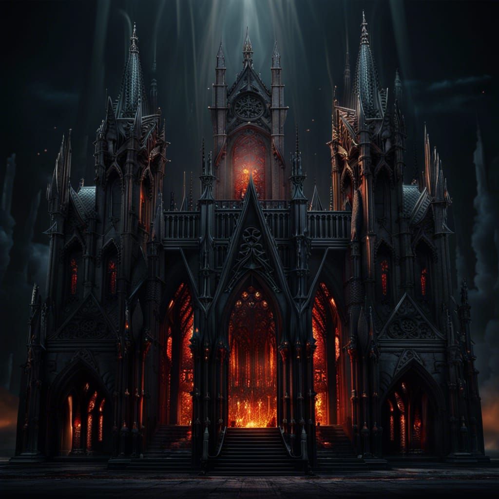 Gothic Cathedral Ablaze: Fantasy Concept Art
