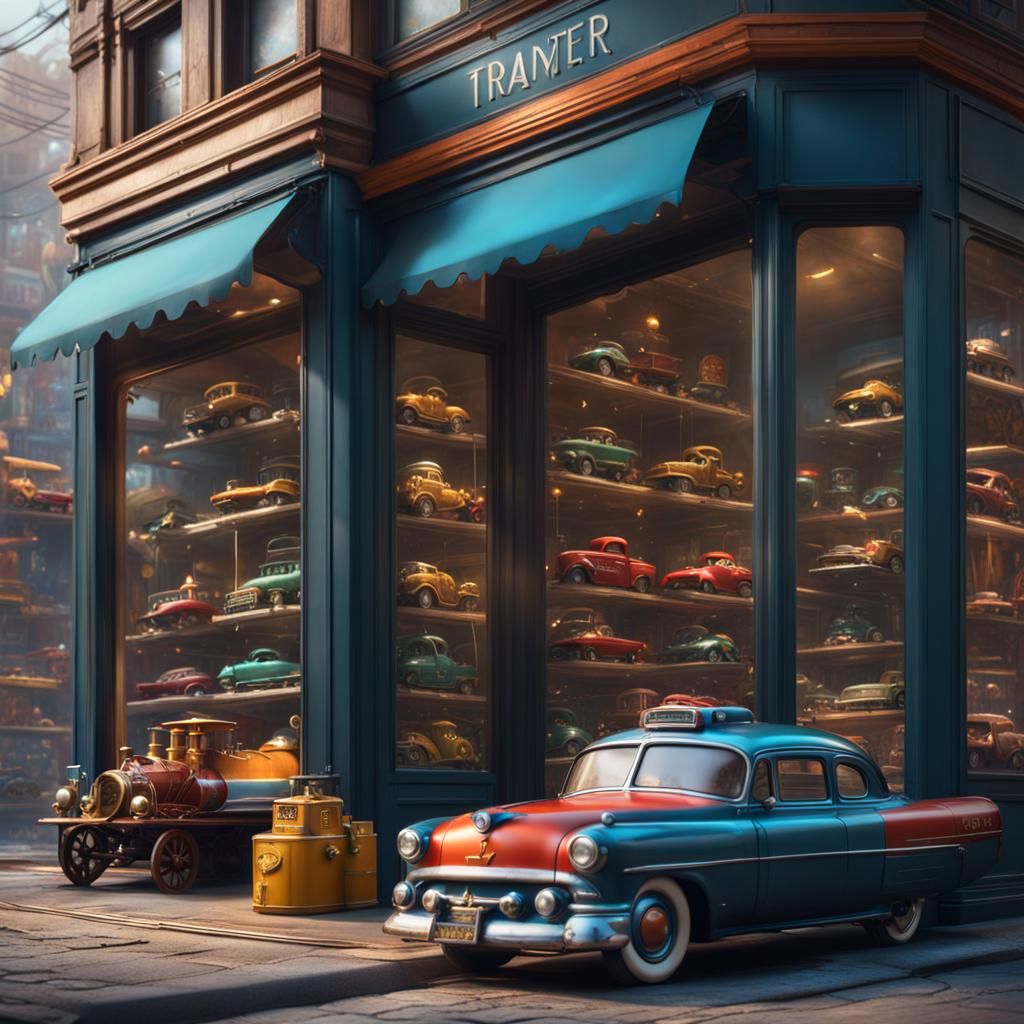 Toy Vehicle Display: Detailed Matte Painting