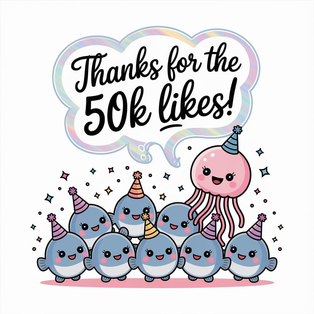 A cute, kawaii-style illustration of a small group of smilin...