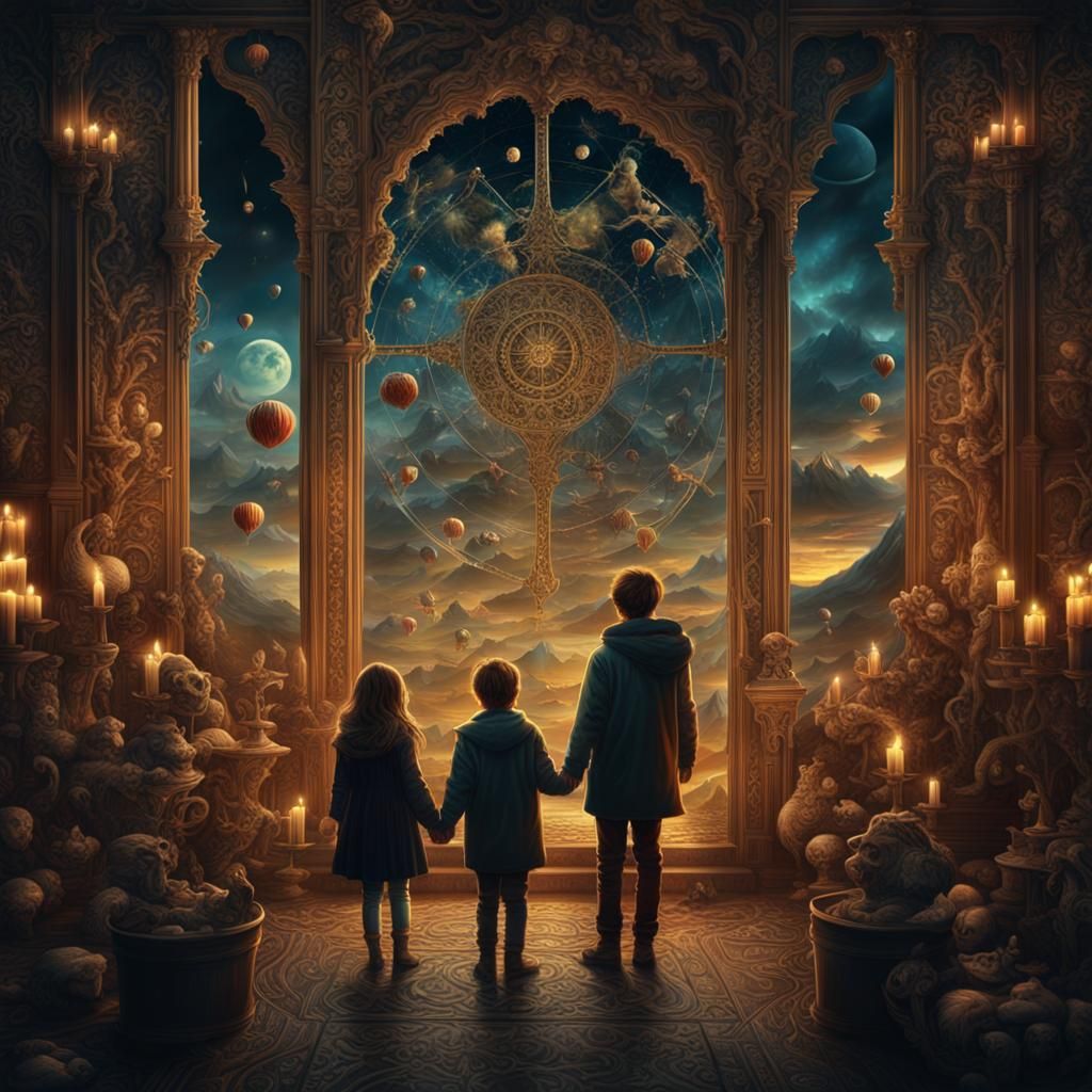Family Tarot Card Reading in Digital Matte Painting
