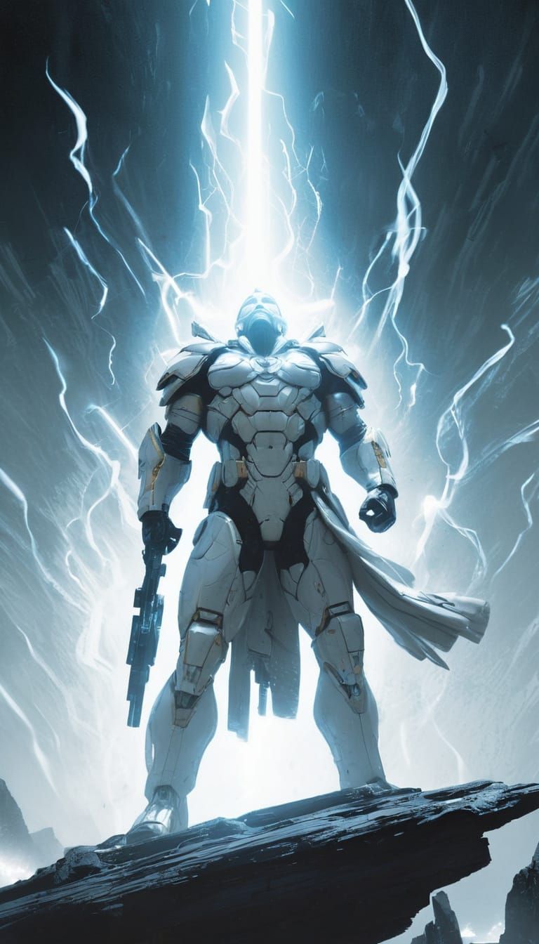 Guardian in White Tempest - Dynamic Comic Art