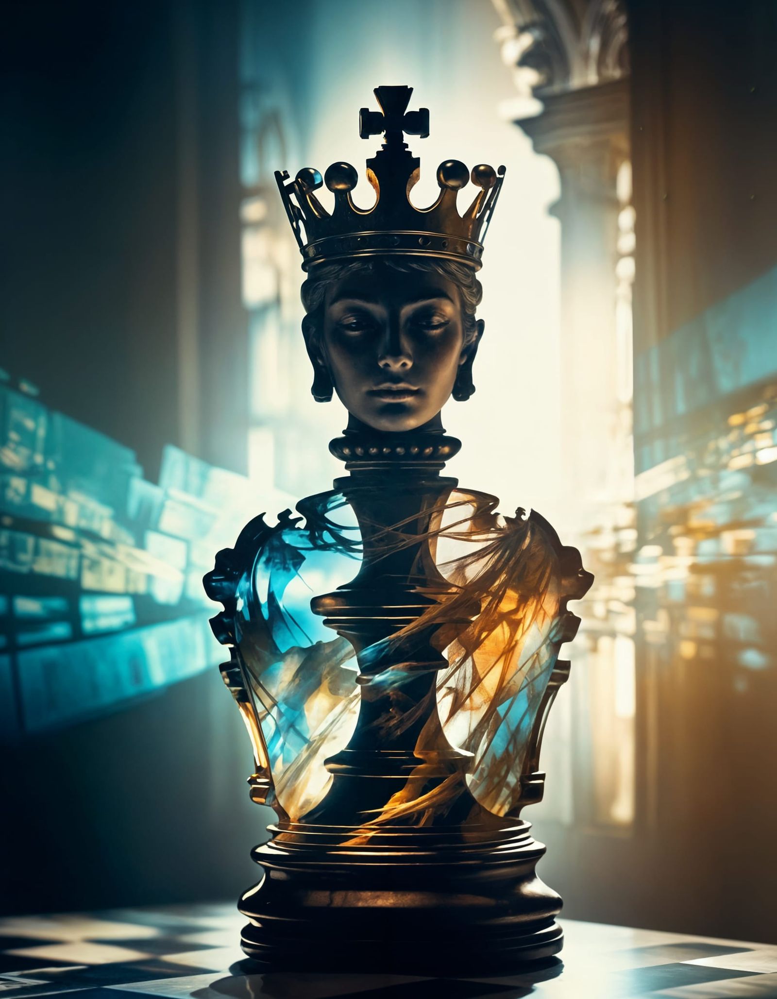 Dreamy Surreal Portrait of a Queen Chess Piece