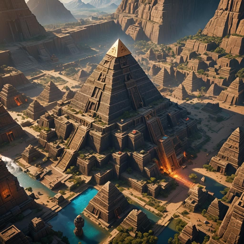Fantastical Pyramid Concept Art in Deep Color