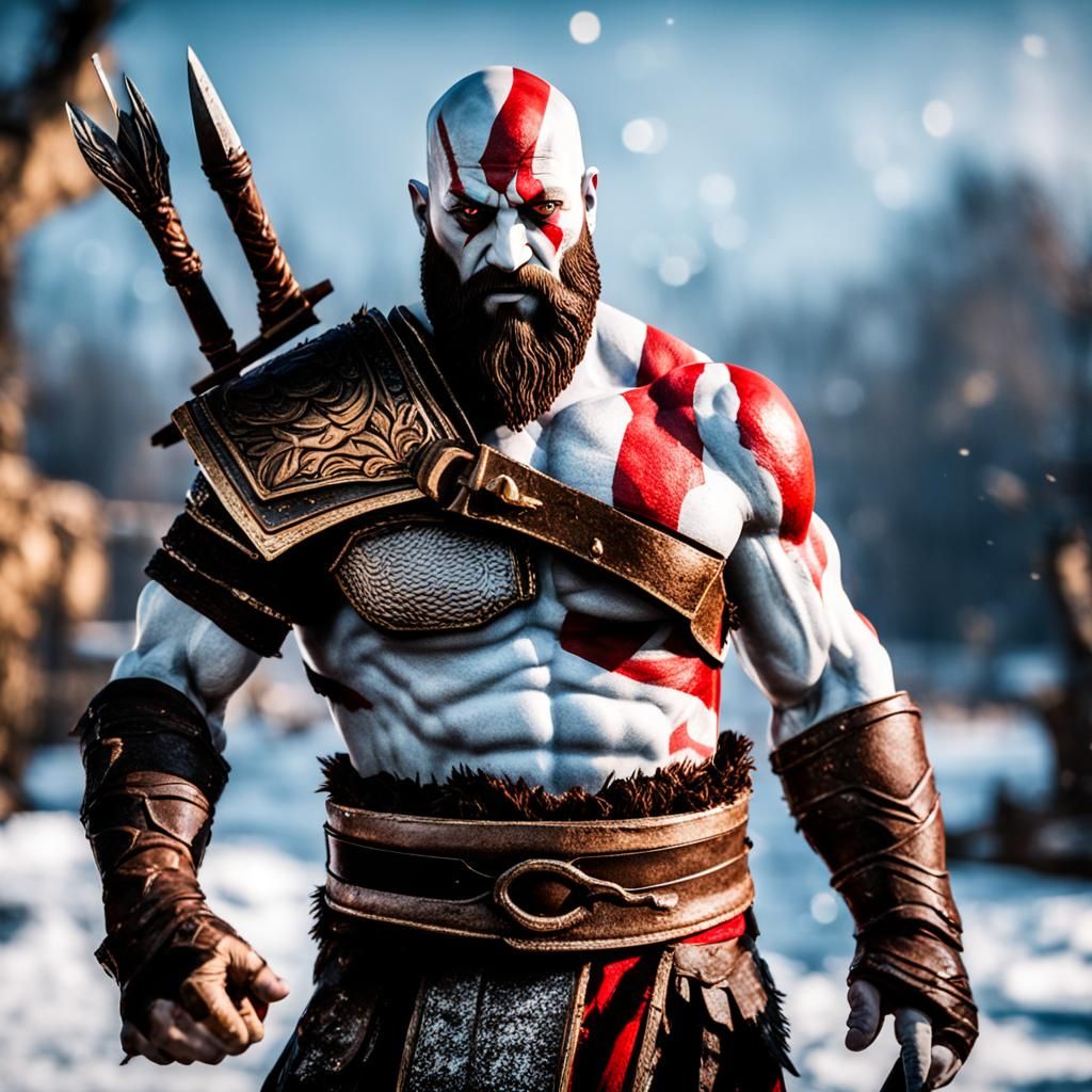 Hyperrealistic Kratos from God of War