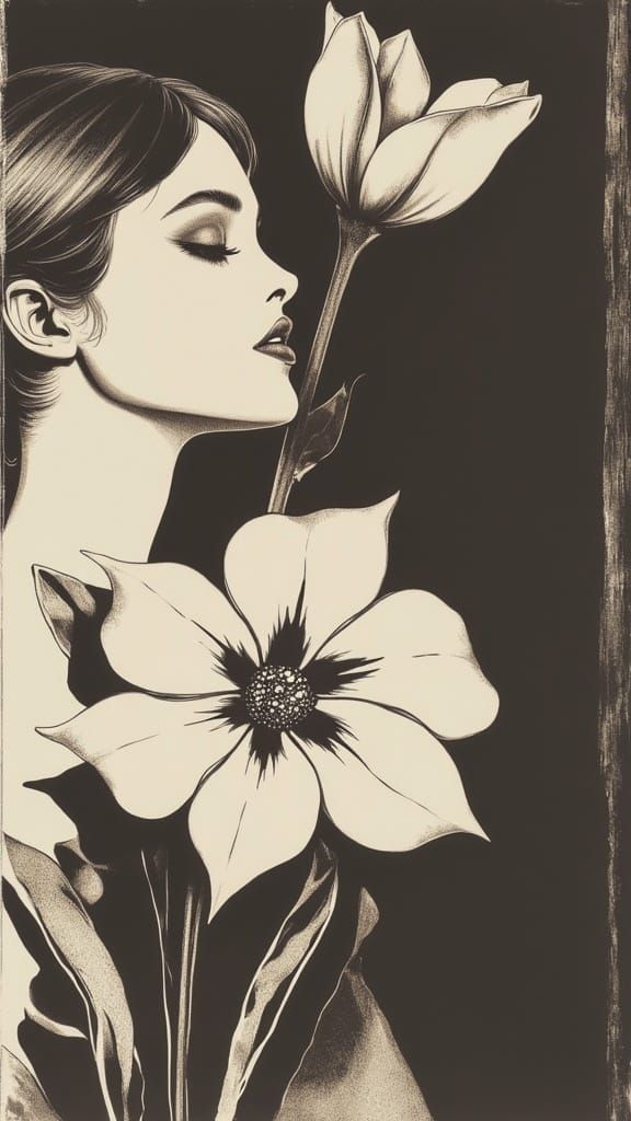 Golden Goddess in Black and White Art Deco Splendor